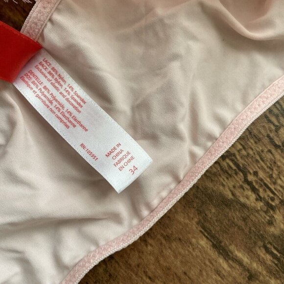 Josie Natori Womens Bralette Sz 34 Pink Sheer Floral Lace Wire Free Wireless Bra - Picture 7 of 7